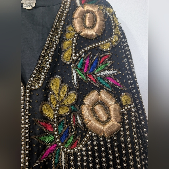 Vintage Hand Beaded Silk Jacket- Perfect For NFR - Picture 2 of 9